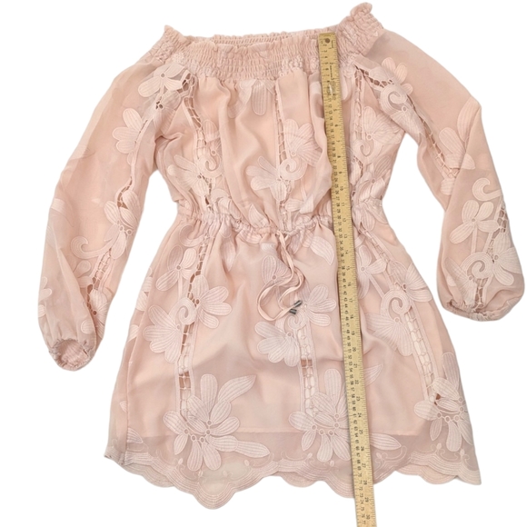 Lovers + Friends Kory Off The Shoulder Dress Womens Small Blush Pink Long Sleeve - Picture 11 of 15